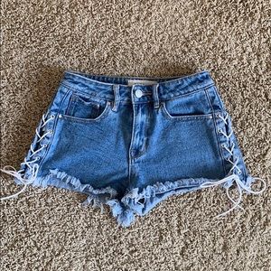 Pacsun Denim Lace Up Shorts